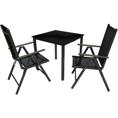 VCM Gartenset - 80cm Schwarzer Tisch & Stühle VCM Gartenset - 80cm Schwarzer Tisch & Stühle