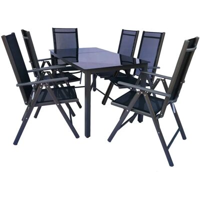 VCM Gartentisch-Set - 190 SW - Aluminium, Glas, Klappstühle VCM Gartentisch-Set - 190 SW - Aluminium, Glas, Klappstühle