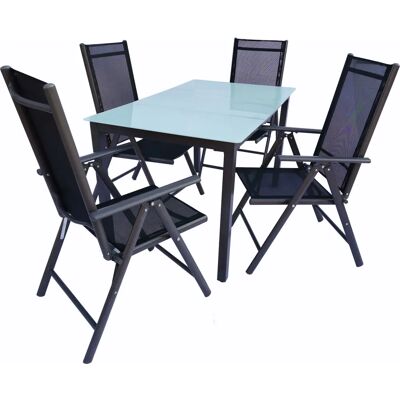 Set Giardino VCM - 140 Ma, Alluminio, Vetro, Sedie Pieghevoli Set Giardino VCM - 140 Ma, Alluminio, Vetro, Sedie Pieghevoli