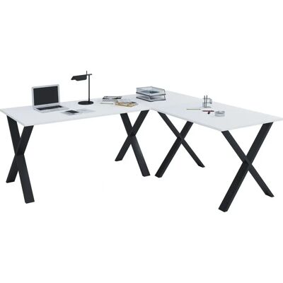 Scrivania VCM Lona - Bianco/Nero - Rettangolare, Piede a X, 190x50 cm Scrivania VCM Lona - Bianco/Nero - Rettangolare, Piede a X, 190x50 cm
