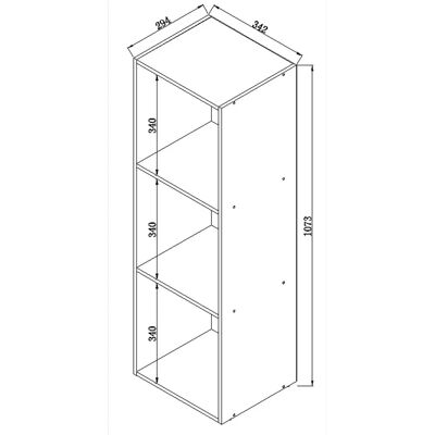 VCM Mendas Reol - 3 rum, træstruktur - 107x34x29cm VCM Mendas Reol - 3 rum, træstruktur - 107x34x29cm