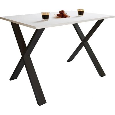 Table à Manger Rectangulaire Blanc/Noir Xona - VCM - Publicité Table à Manger Rectangulaire Blanc/Noir Xona - VCM - Publicité