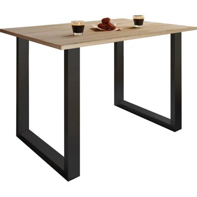 Table à manger VCM Xona - Chêne Sonoma, pied en U noir, 140x50x76 cm - Publicité Table à manger VCM Xona - Chêne Sonoma, pied en U noir, 140x50x76 cm - Publicité