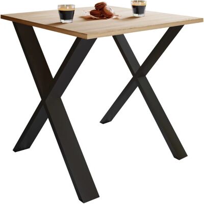 Mesa de comedor cuadrada VCM Xona X - Roble Sonoma y U en negro Mesa de comedor cuadrada VCM Xona X - Roble Sonoma y U en negro