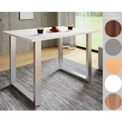 Table à manger Sonoma argentée VCM - Rectangulaire, U-Pied, 140x80 cm - Publicité Table à manger Sonoma argentée VCM - Rectangulaire, U-Pied, 140x80 cm - Publicité