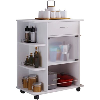 Carro de Cocina VCM Pocis - Estantes, Cajón, Blanco Carro de Cocina VCM Pocis - Estantes, Cajón, Blanco