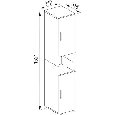 VCM Flandu Badskab - 153x31x30cm, Hvit, Tre VCM Flandu Badskab - 153x31x30cm, Hvit, Tre