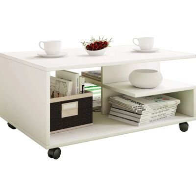 Table Basse Blanche VCM Stango - 80x50x40 cm - Publicité Table Basse Blanche VCM Stango - 80x50x40 cm - Publicité
