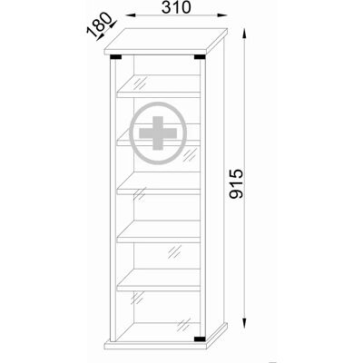 Armario de Medicamentos Gusal de VCM - Estantes ajustables, puerta de vidrio, gris Armario de Medicamentos Gusal de VCM - Estantes ajustables, puerta de vidrio, gris