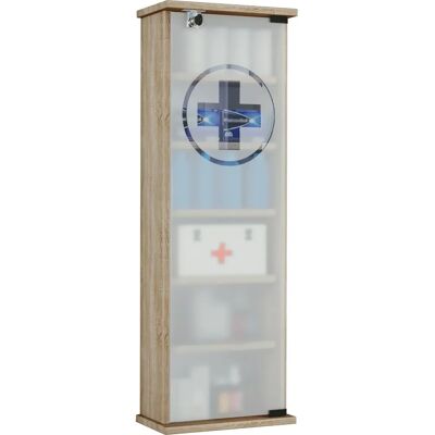 Armadio medicinali VCM Omal - Sonoma-Eiche, Vetro di sicurezza, 5 ripiani Armadio medicinali VCM Omal - Sonoma-Eiche, Vetro di sicurezza, 5 ripiani
