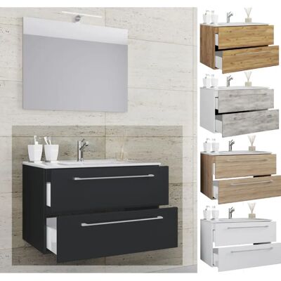 VCM Honig Eiche Badezimmer Set - Keramikwaschbecken & 2 Schubladen VCM Honig Eiche Badezimmer Set - Keramikwaschbecken & 2 Schubladen