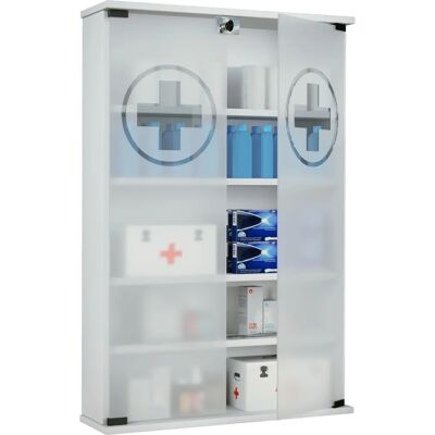 Armoire à Médicaments VCM Honula - Étagères Ajustables, Portes en Verre de Sécurité - Publicité Armoire à Médicaments VCM Honula - Étagères Ajustables, Portes en Verre de Sécurité - Publicité