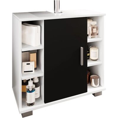 VCM Zalo M Badezimmer Unterschrank - 6 Fächer, Weiß/Schwarz VCM Zalo M Badezimmer Unterschrank - 6 Fächer, Weiß/Schwarz