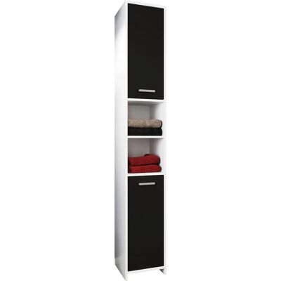 Armoire de bain VCM Zalo L - Noir et blanc - 180cm x 30cm x 30cm - Publicité Armoire de bain VCM Zalo L - Noir et blanc - 180cm x 30cm x 30cm - Publicité