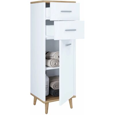 Armadio bagno VCM Landos - 97x32x28cm, Bianco/Oak Miele Armadio bagno VCM Landos - 97x32x28cm, Bianco/Oak Miele