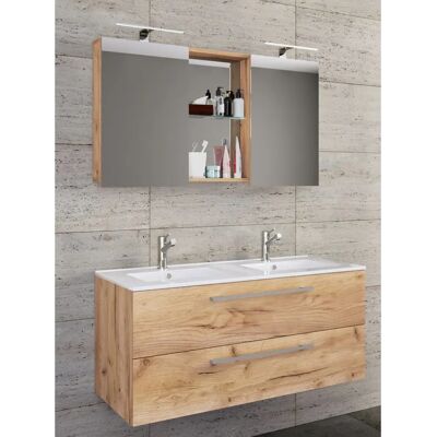VCM Budasi - Doppel Badezimmer-Set - Keramikwaschbecken, Spiegelschrank, 112cm VCM Budasi - Doppel Badezimmer-Set - Keramikwaschbecken, Spiegelschrank, 112cm