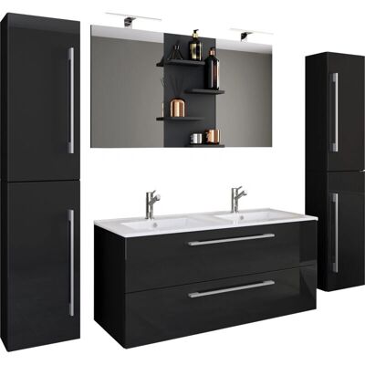 VCM Budasi - 5-teiliges Badezimmer-Set mit Doppelwaschbecken & Spiegel VCM Budasi - 5-teiliges Badezimmer-Set mit Doppelwaschbecken & Spiegel
