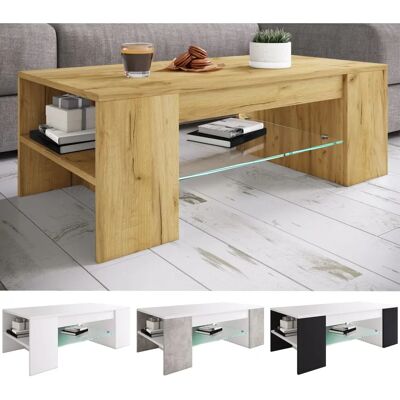 Mesa de Centro VCM Tunas - Diseño Moderno, Almacenamiento, Estante de Vidrio Mesa de Centro VCM Tunas - Diseño Moderno, Almacenamiento, Estante de Vidrio
