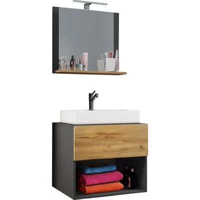 Juego de Muebles de Baño VCM Lendas II - Antracita / Roble Miel Juego de Muebles de Baño VCM Lendas II - Antracita / Roble Miel