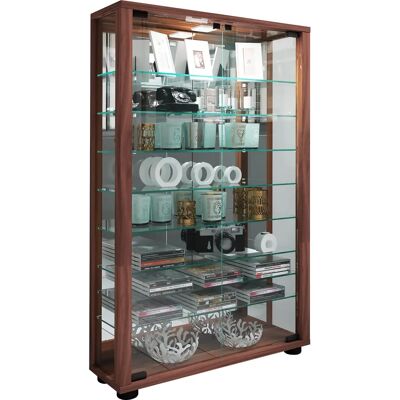 VCM Nussbaum Mini Vitrin - Glasvitrine mit Spiegel VCM Nussbaum Mini Vitrin - Glasvitrine mit Spiegel