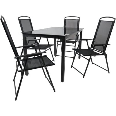 VCM Gartentisch + 4 Stühle - 140x80cm, Anthrazit VCM Gartentisch + 4 Stühle - 140x80cm, Anthrazit