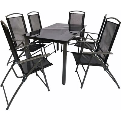 VCM Gartentisch + 6 Stühle - 7-tlg. Gartenmöbel-Set - Schwarzglas VCM Gartentisch + 6 Stühle - 7-tlg. Gartenmöbel-Set - Schwarzglas