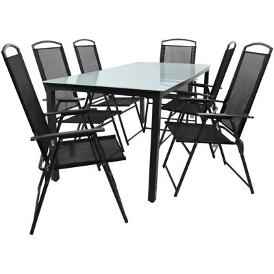 Conjunto de Muebles de Jardín VCM 7 Piezas - Negro - Muebles de Jardín Conjunto de Muebles de Jardín VCM 7 Piezas - Negro - Muebles de Jardín