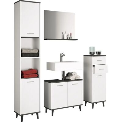 VCM Badezimmermöbelset - Landos 4-tlg. Badmöbel mit Spiegel, Schränken und Waschtisch VCM Badezimmermöbelset - Landos 4-tlg. Badmöbel mit Spiegel, Schränken und Waschtisch