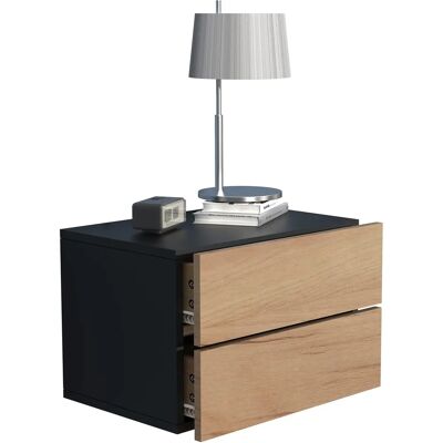 Étagère murale VCM Usal - Noir/Baïrnage Chêne - 30cm H x 45cm L x 32cm P - Publicité Étagère murale VCM Usal - Noir/Baïrnage Chêne - 30cm H x 45cm L x 32cm P - Publicité