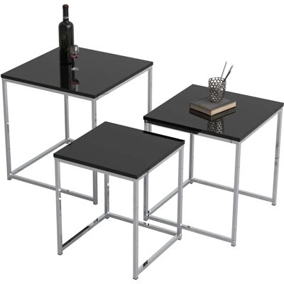 Ensemble de 3 Tables Basses Vcm - Noir Moderne - Publicité Ensemble de 3 Tables Basses Vcm - Noir Moderne - Publicité