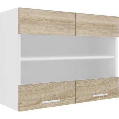 VCM Esilo Meuble Murale - Verre Opale, 80cm, Blanc/Sonoma Chêne - Mobilier de Cuisine - Publicité VCM Esilo Meuble Murale - Verre Opale, 80cm, Blanc/Sonoma Chêne - Mobilier de Cuisine - Publicité