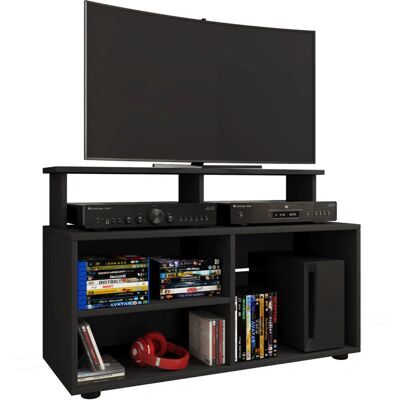 Meuble TV VCM Balansia - Noir - 90x36x59cm - Publicité Meuble TV VCM Balansia - Noir - 90x36x59cm - Publicité