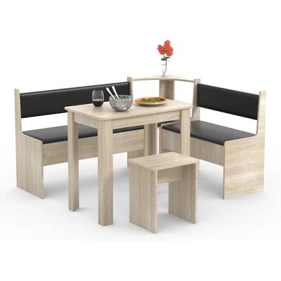 VCM Esal Mini Conjunto de banco de esquina de haya - Ahorro de espacio VCM Esal Mini Conjunto de banco de esquina de haya - Ahorro de espacio