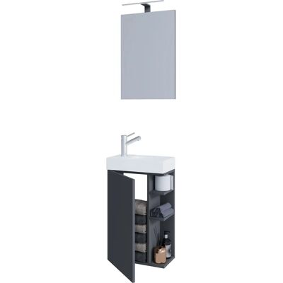 Conjunto de baño VCM Lumia - Lavabo de cerámica, espejo, almacenamiento Conjunto de baño VCM Lumia - Lavabo de cerámica, espejo, almacenamiento
