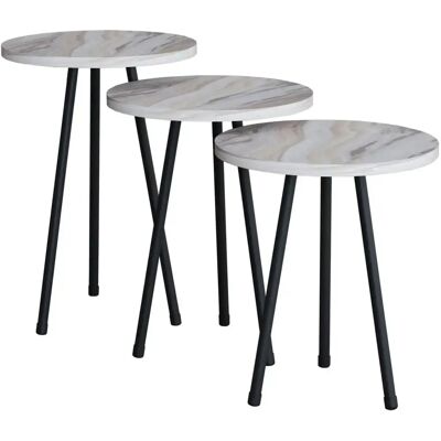Ensemble de 3 tables basses VCM - Design scandinave blanc - Publicité Ensemble de 3 tables basses VCM - Design scandinave blanc - Publicité