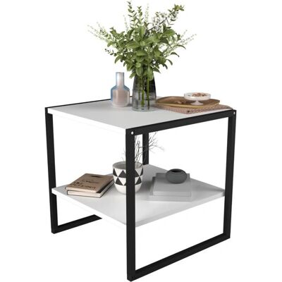 Table basse blanche VCM Insasi M - Style industriel 50x50x50cm - Publicité Table basse blanche VCM Insasi M - Style industriel 50x50x50cm - Publicité