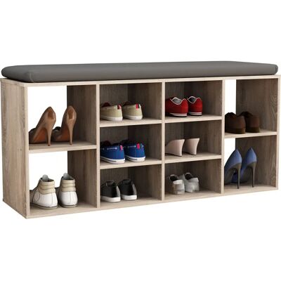 Banco de zapatos VCM Hinsol S - Roble Sonoma con múltiples compartimentos Banco de zapatos VCM Hinsol S - Roble Sonoma con múltiples compartimentos