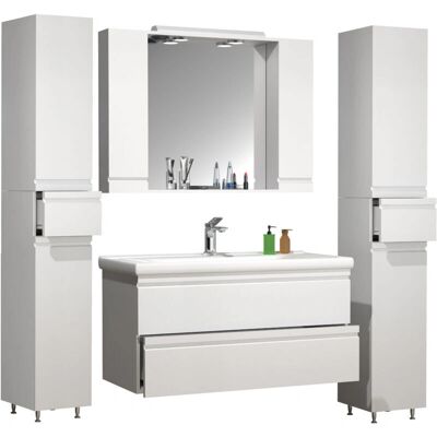 Juego de muebles de baño Silora VCM de 5 piezas - Blanco Juego de muebles de baño Silora VCM de 5 piezas - Blanco