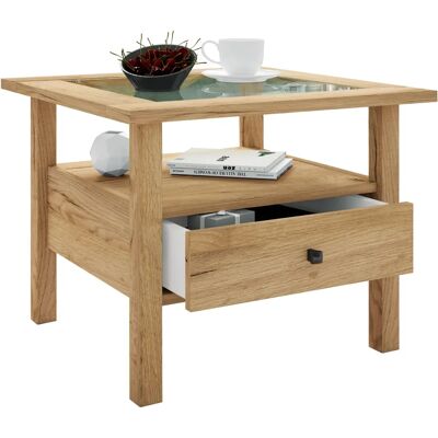 VCM Holz Beistelltisch - Glas, Schublade - Couchtisch VCM Holz Beistelltisch - Glas, Schublade - Couchtisch