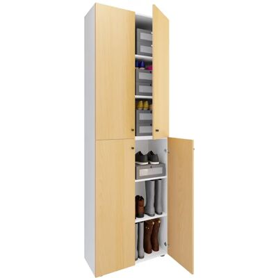 VCM XL Schuhschrank - 6 Fächer - Weiß, Buche VCM XL Schuhschrank - 6 Fächer - Weiß, Buche