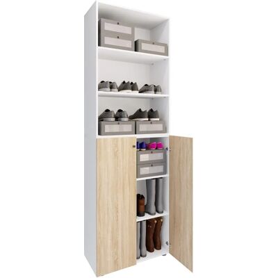 Armario de zapatos VCM Lona XL 6 compartimentos - Madera, Blanco y Eiche Sonoma Armario de zapatos VCM Lona XL 6 compartimentos - Madera, Blanco y Eiche Sonoma