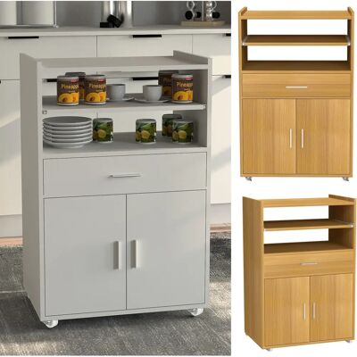 VCM Kiola Armario Auxiliar - Roble, 92x59x40cm - Carro de Cocina VCM Kiola Armario Auxiliar - Roble, 92x59x40cm - Carro de Cocina