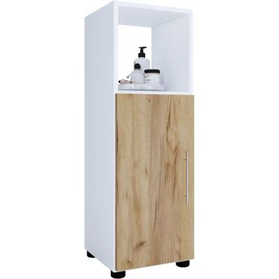 VCM Flandu Badskapskap - 31x30x93cm, Hvit/Honning eik VCM Flandu Badskapskap - 31x30x93cm, Hvit/Honning eik