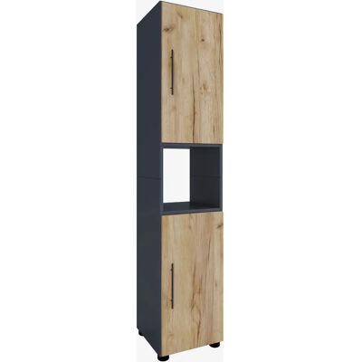 Armoire de salle de bain VCM Flandu - Anthracite / Chêne miel - Publicité Armoire de salle de bain VCM Flandu - Anthracite / Chêne miel - Publicité