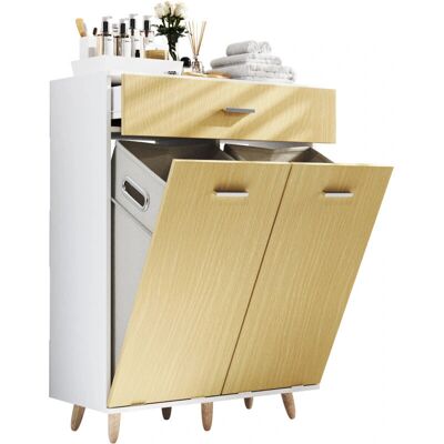 VCM Landos Wäscheschrank - Weiß / Honig Eiche - 97x79x35cm VCM Landos Wäscheschrank - Weiß / Honig Eiche - 97x79x35cm