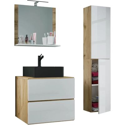 VCM Badezimmermöbel-Set - 60cm, Honig Eiche, 4-tlg. VCM Badezimmermöbel-Set - 60cm, Honig Eiche, 4-tlg.