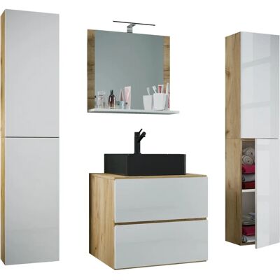 VCM 5-tlg. Badezimmermöbel-Set - Honig Eiche, 60cm VCM 5-tlg. Badezimmermöbel-Set - Honig Eiche, 60cm