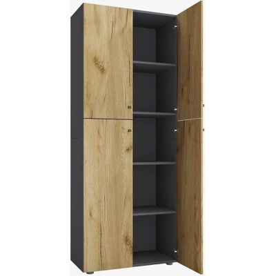 Armoire de bureau VCM Lona - 5 étagères, Anthracite / Chêne miel - Publicité Armoire de bureau VCM Lona - 5 étagères, Anthracite / Chêne miel - Publicité