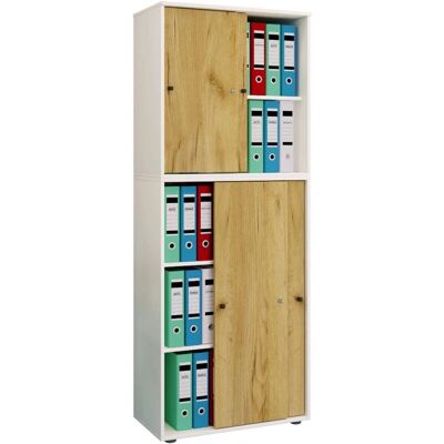 Armoire de Bureau XXL en Miel-eiche et Blanc - 3 Étagères - Publicité Armoire de Bureau XXL en Miel-eiche et Blanc - 3 Étagères - Publicité