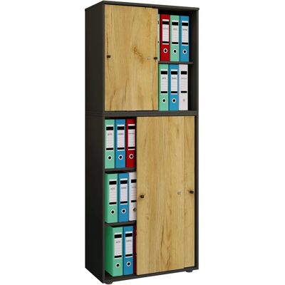 VCM Lona Aktenschrank - Anthrazit/Honig Eiche - 3 Böden VCM Lona Aktenschrank - Anthrazit/Honig Eiche - 3 Böden
